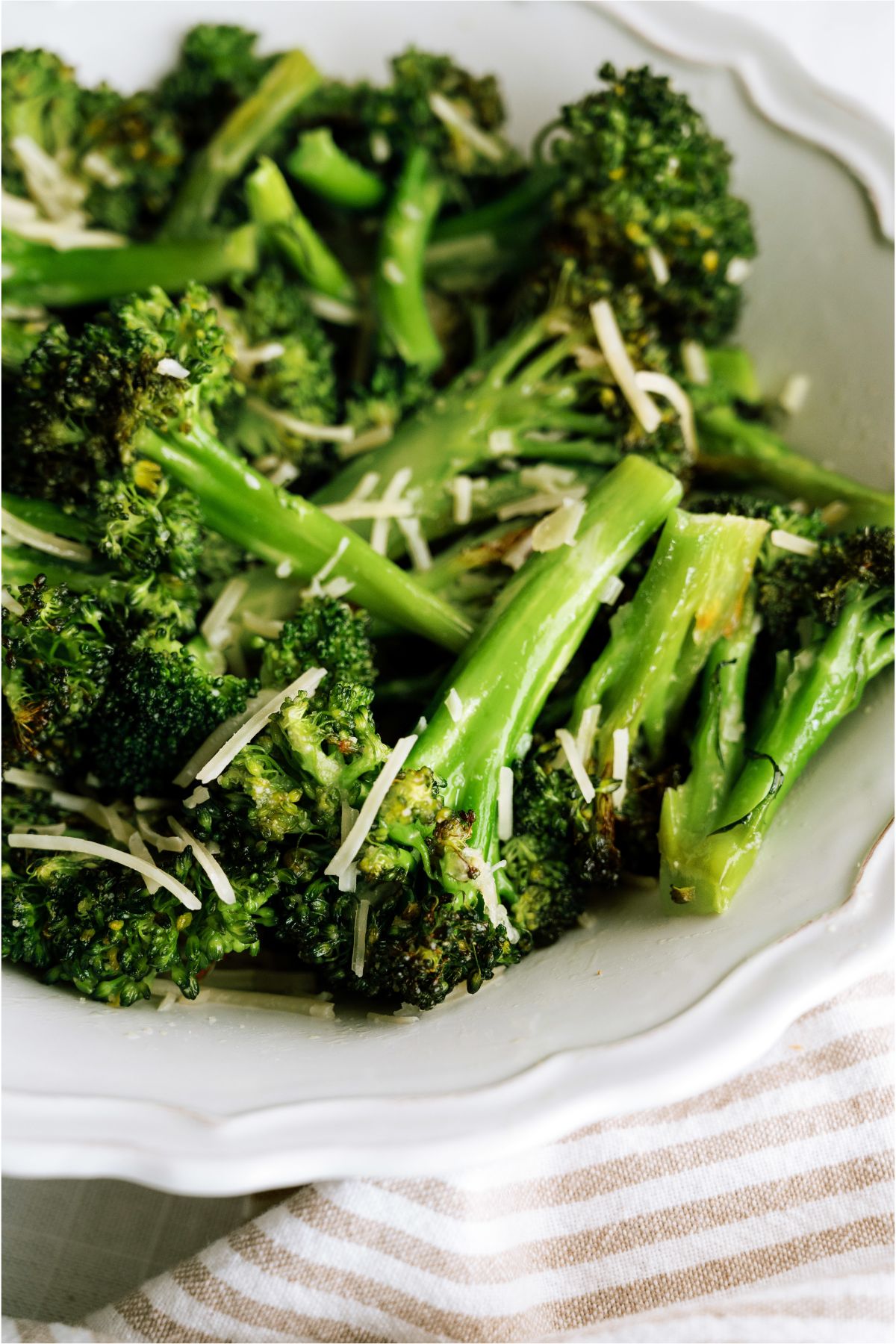 A bowl of Oven Roasted Parmesan Broccoli