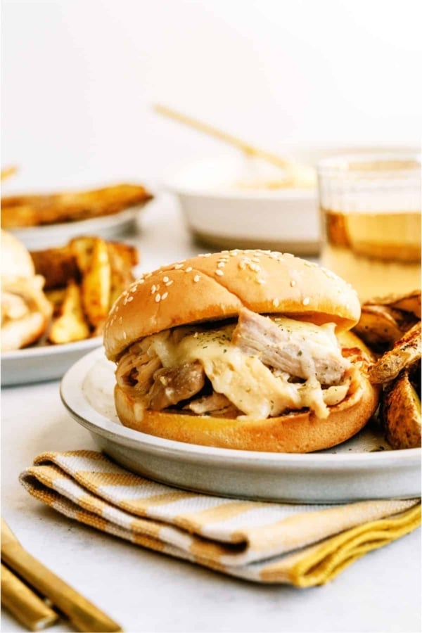 instant pot ranch chicken and swiss sandwiches
