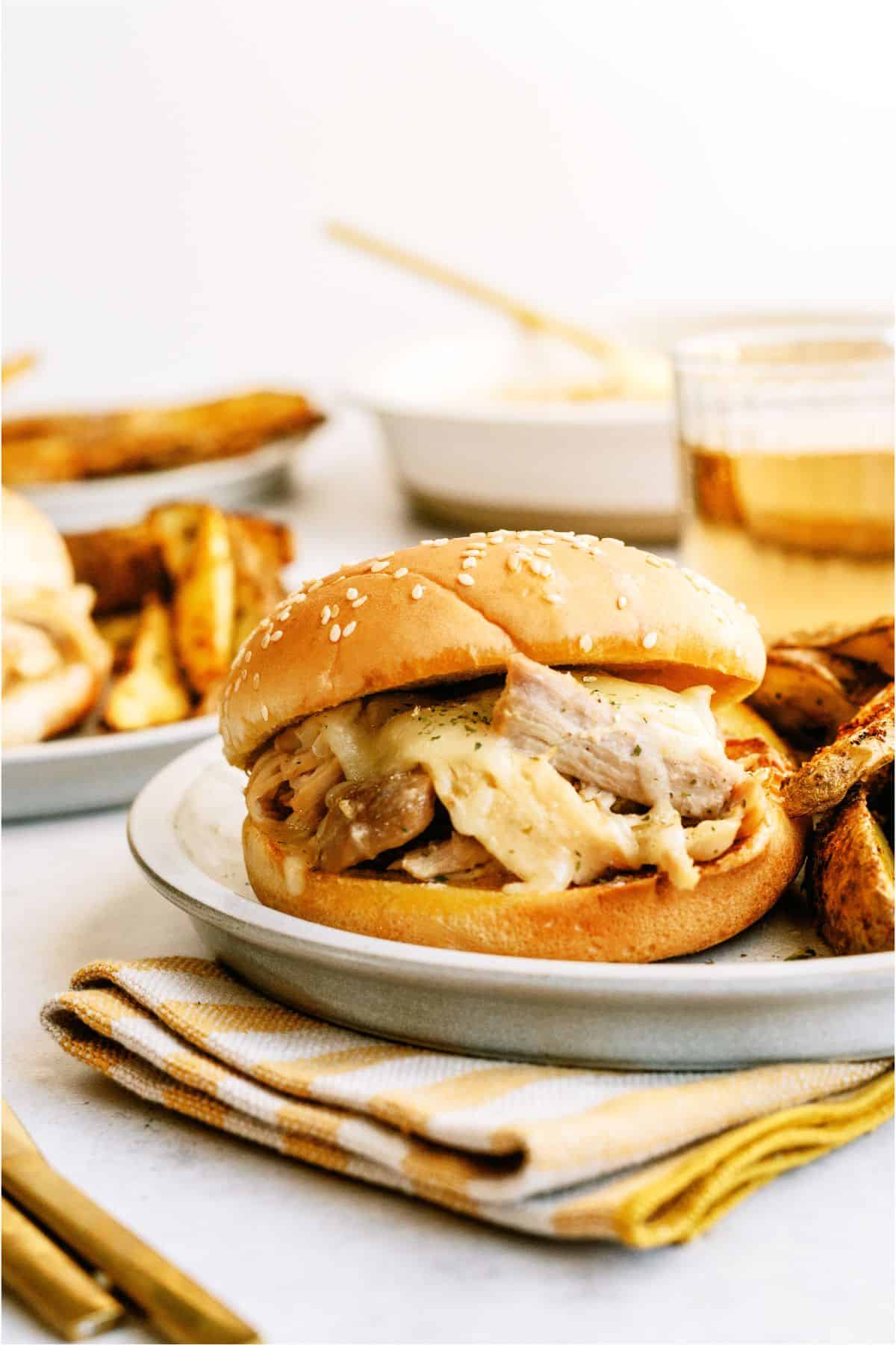 Instant Pot Ranch Chicken and Swiss Sandwiches