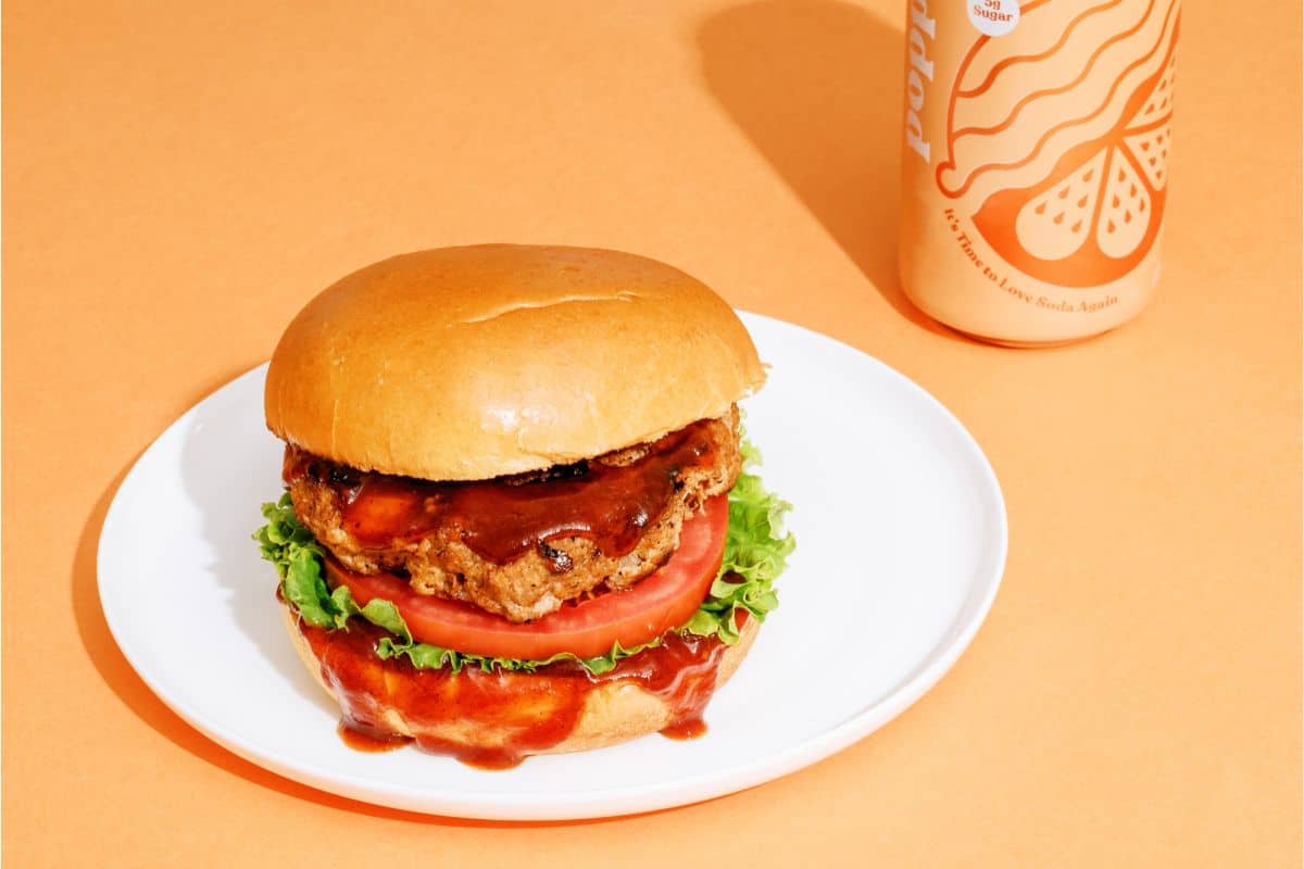 Juicy BBQ Turkey Burgers on a plate with toppings