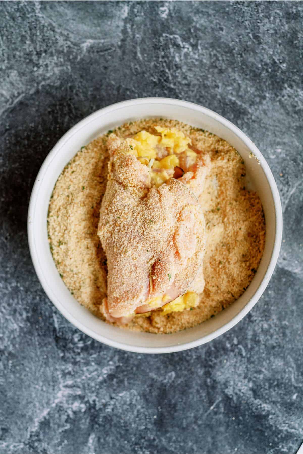 Chicken bundle rolled in breadcrumbs