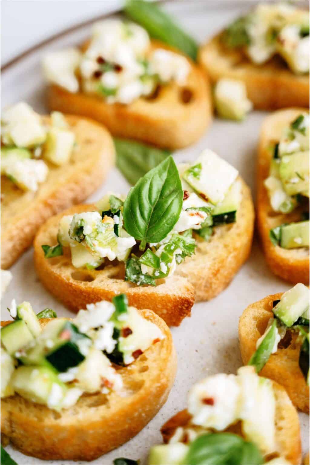 Zucchini Feta Bruschetta Recipe - Six Sisters' Stuff