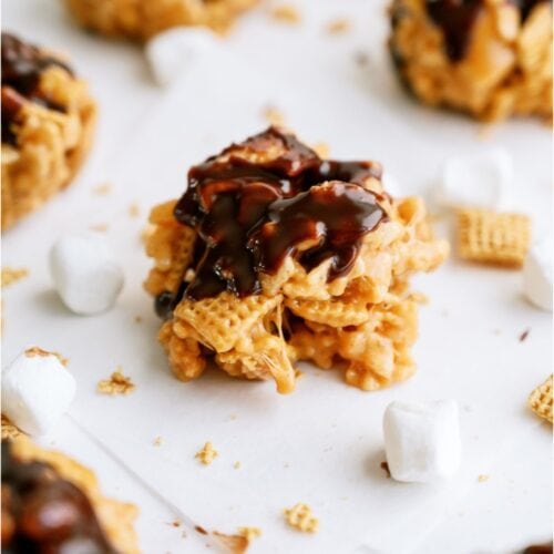 Scotcheroos Clusters on a white background.