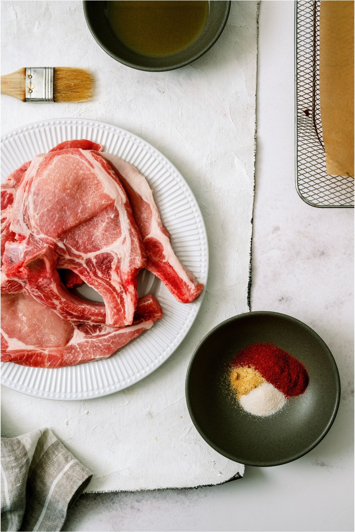 Ingredients needed to make Air Fryer Pork Chops.
