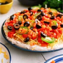 Easy Taco Dip on a platter.