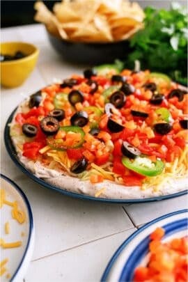 Easy Taco Dip on a platter.