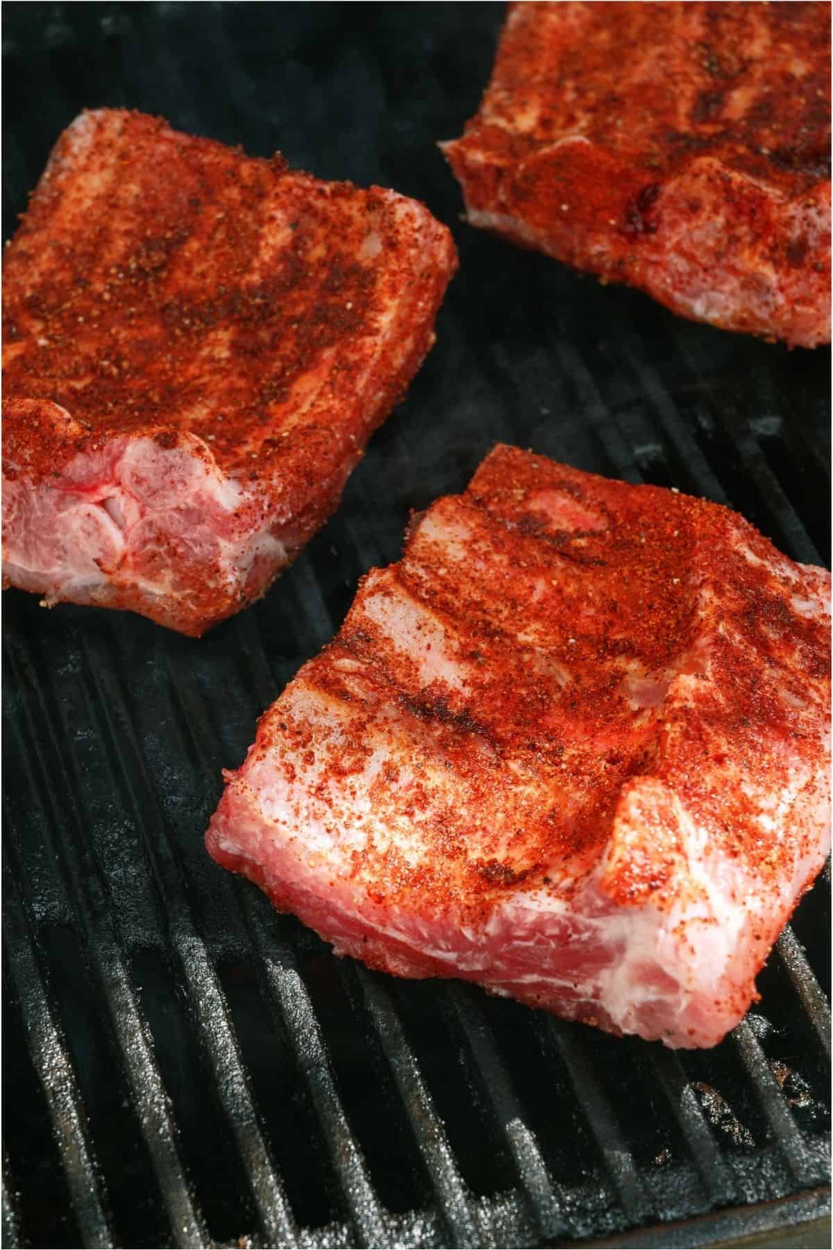 Grilled Baby Back Ribs on the grill.