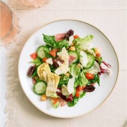 A plate with a serving of Italian Chopped Salad.