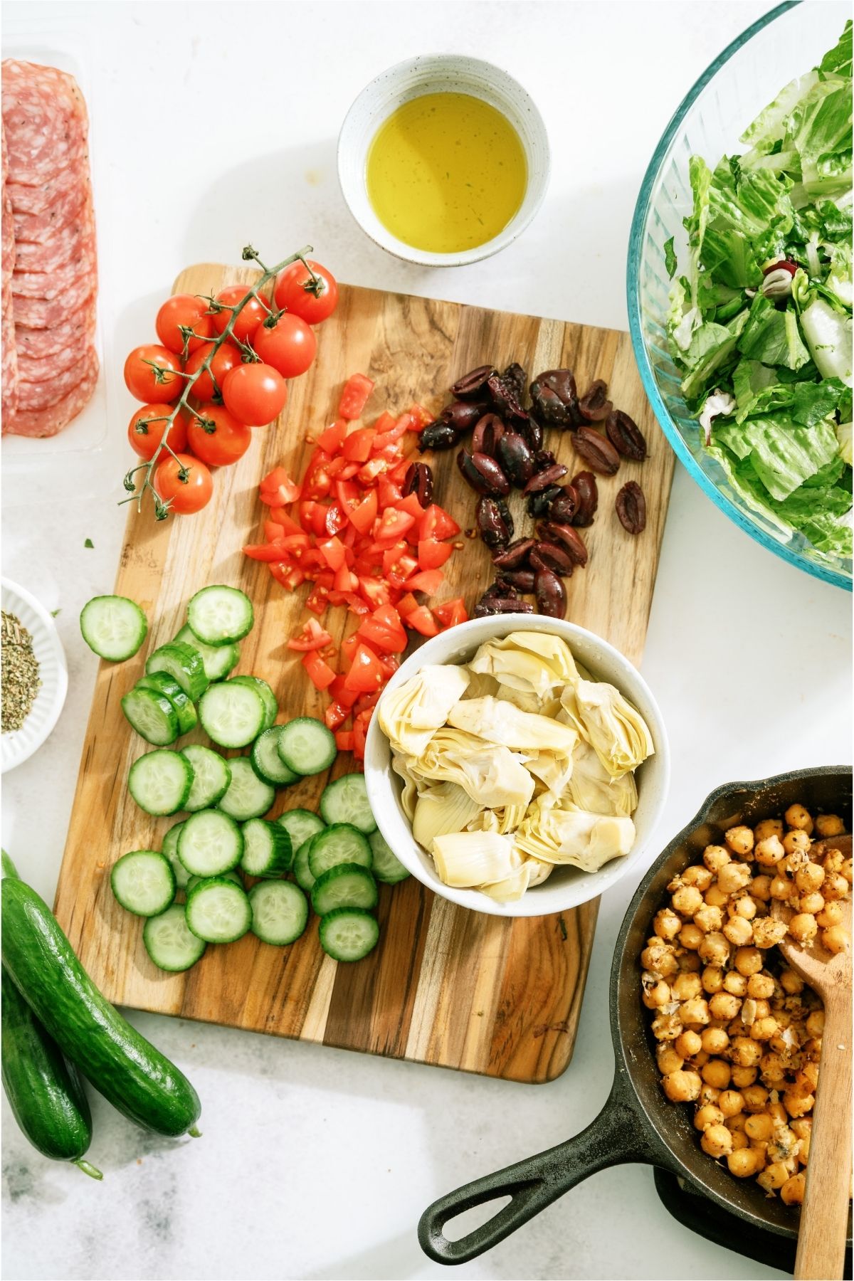 Ingredients needed to make Italian Chopped Salad.