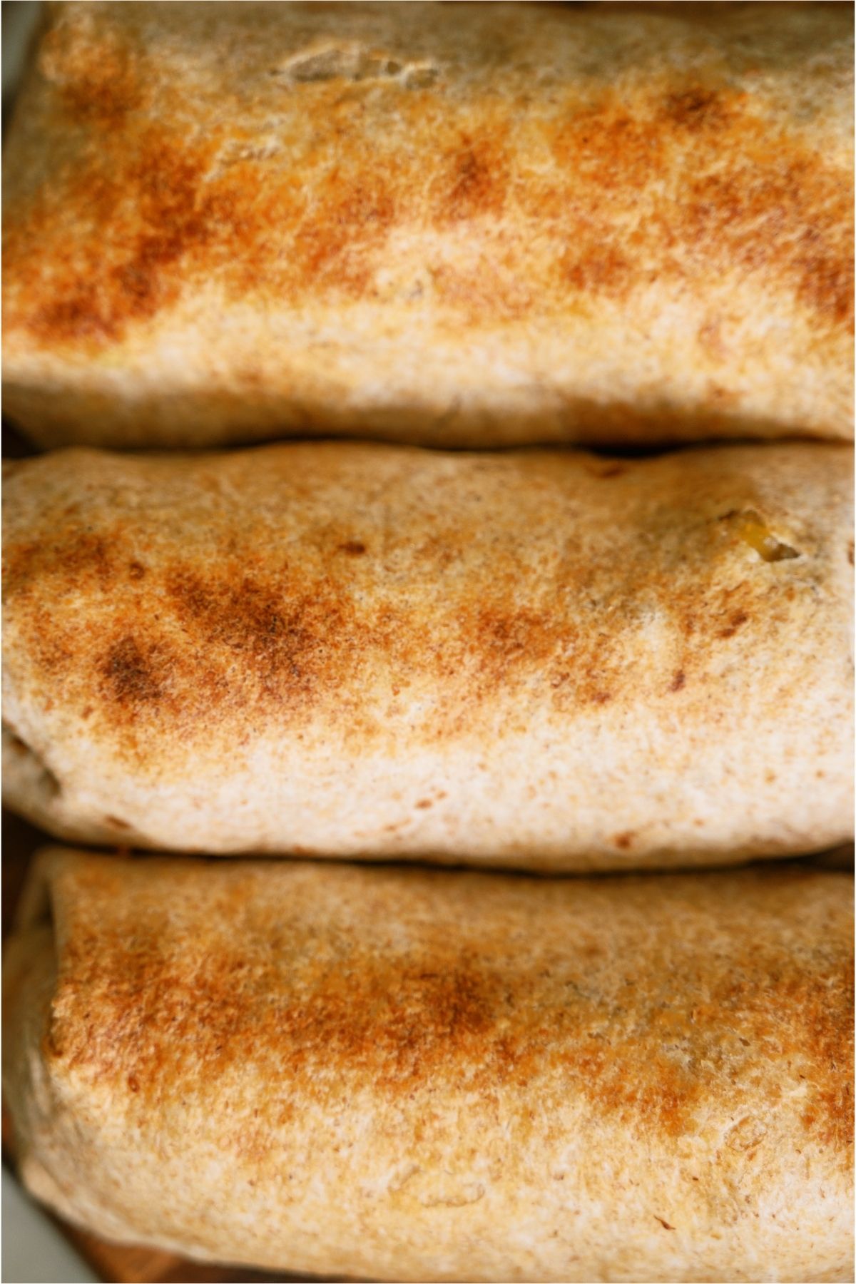 Top view of Loaded Breakfast Burritos.