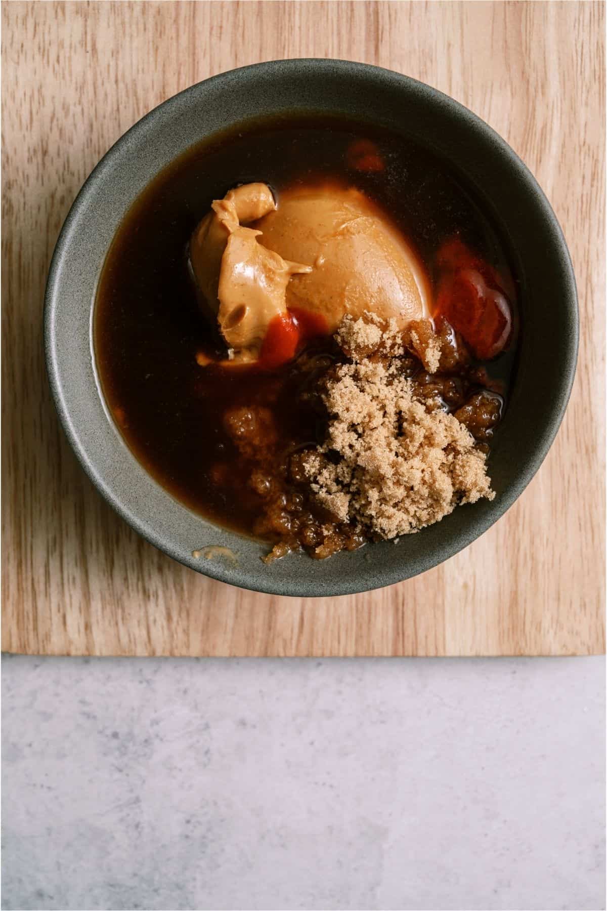 Peanut sauce ingredients together in a small bowl.