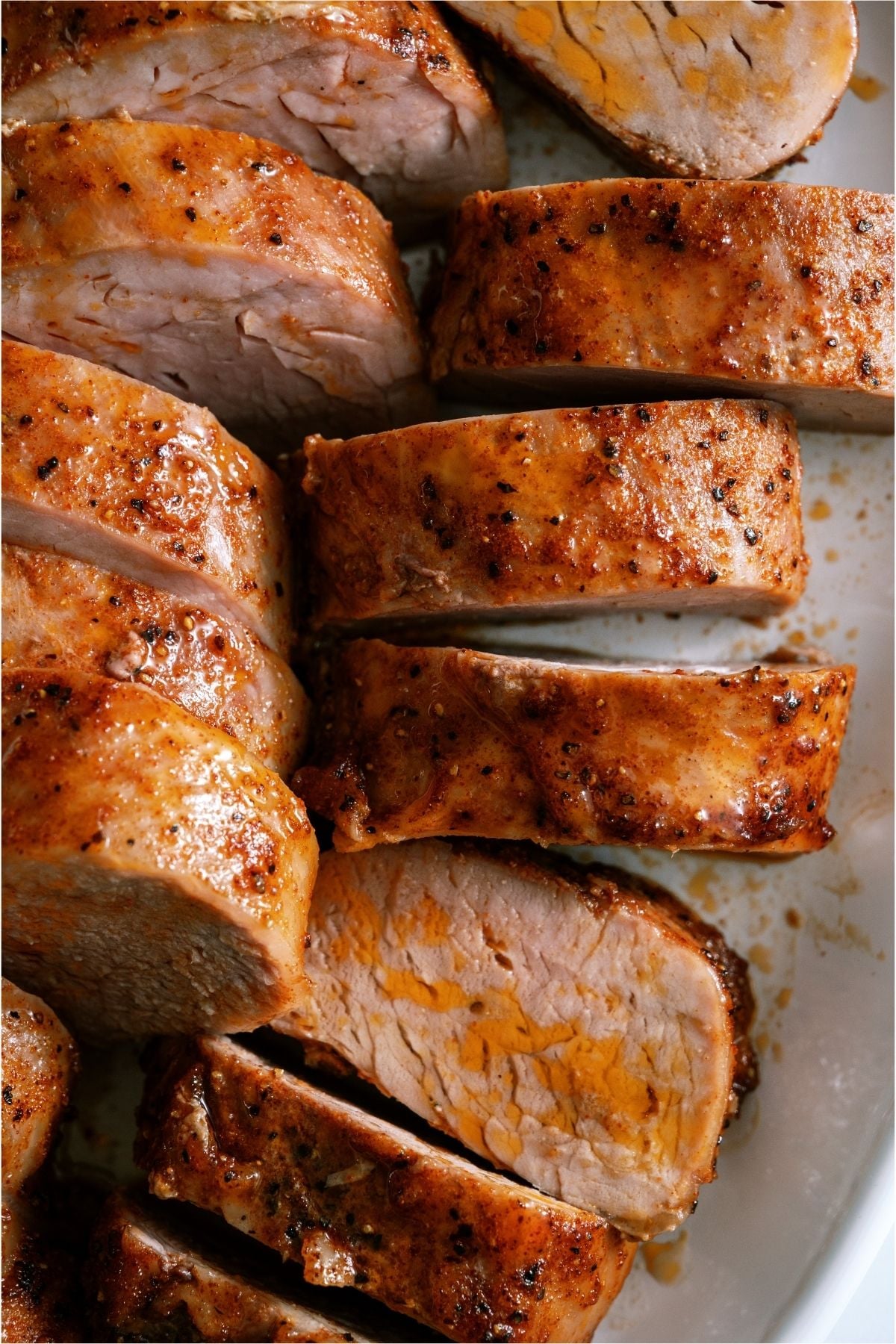 Slices of Oven Baked Pork Tenderloin.