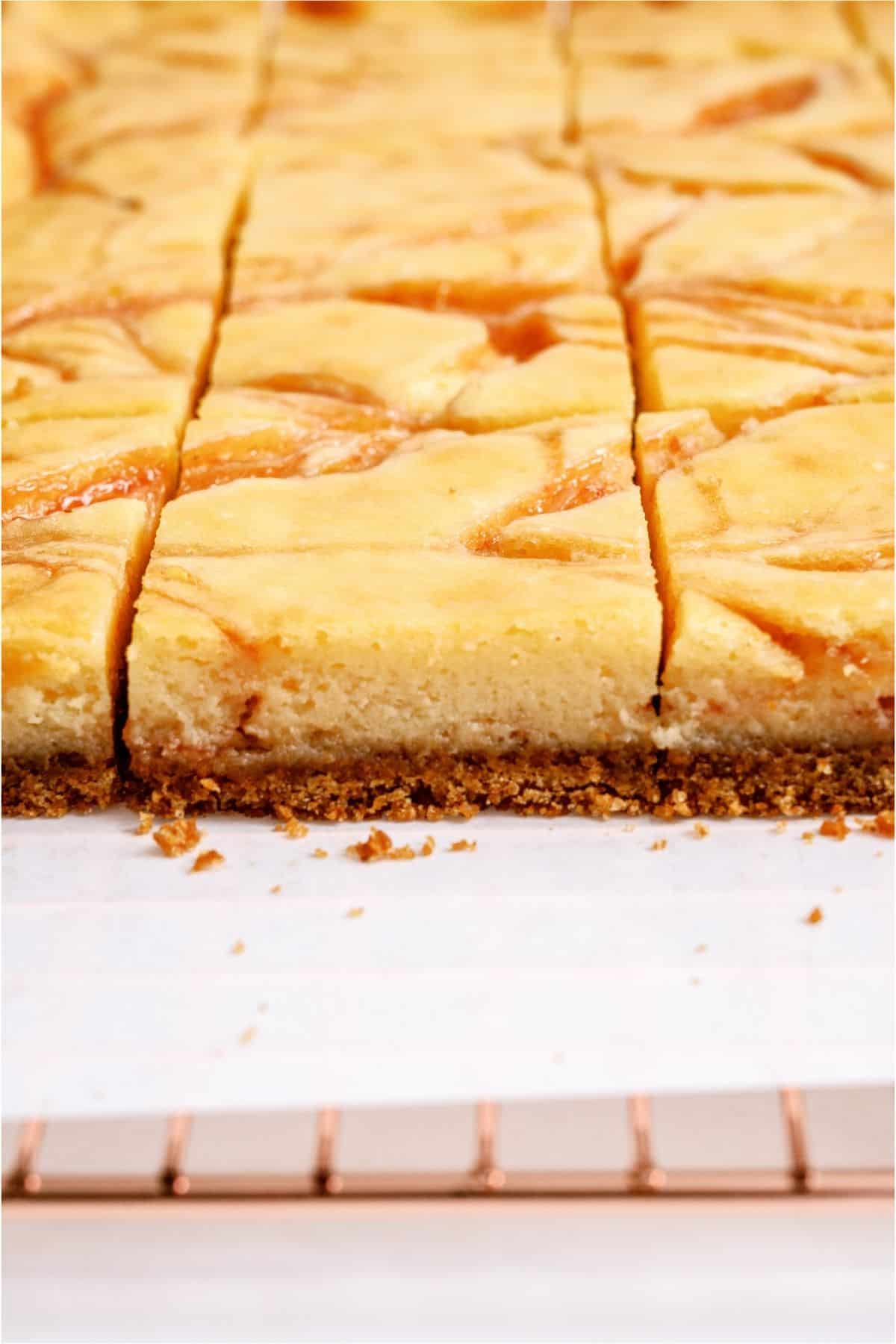 Side view of Guava Cheesecake Bars.