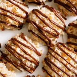 Top view of Easy Coconut Macaroons on a white background.