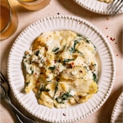 A serving of Sheet Pan Lasagna on a plate.